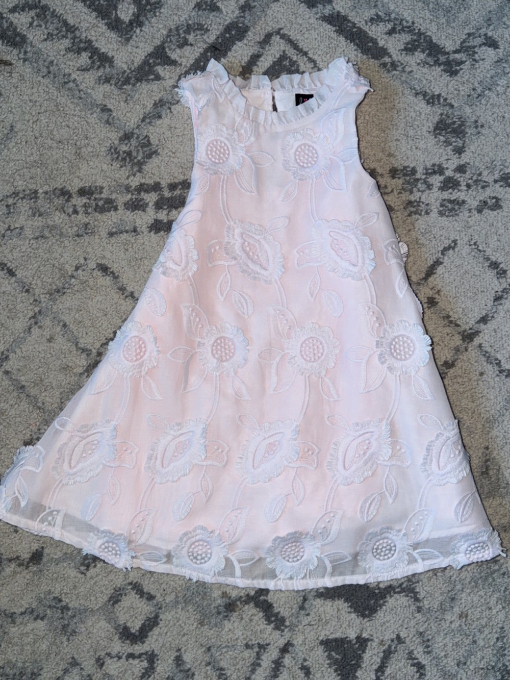 Toddler Girls Pink Floral Lace A-Line Dress